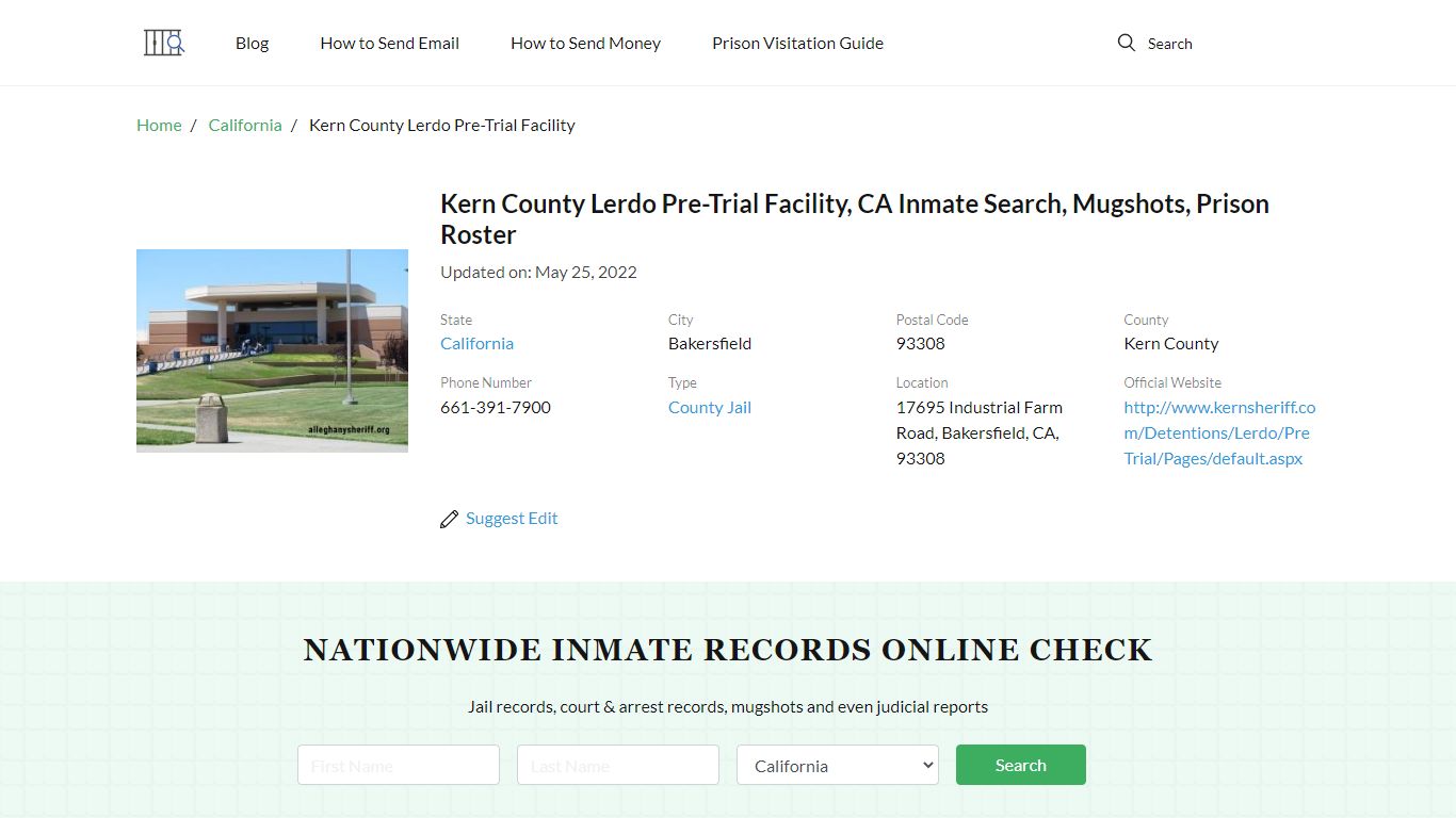 Kern County Lerdo Pre-Trial Facility, CA Inmate Search ...